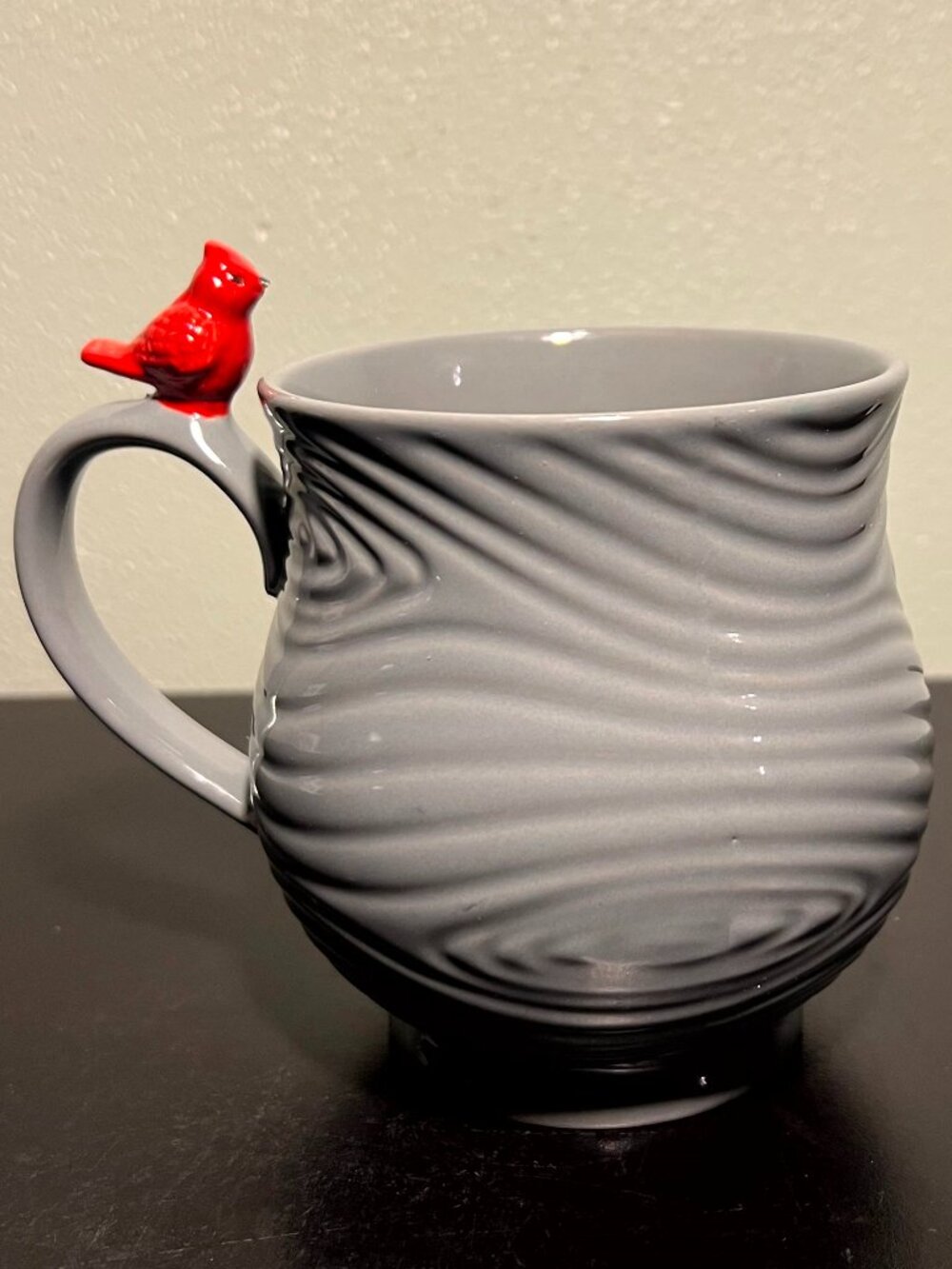 Temp-tations by Tara WOODLAND Embossed Tree Ring Ceramic Mug Red Cardinal 16oz